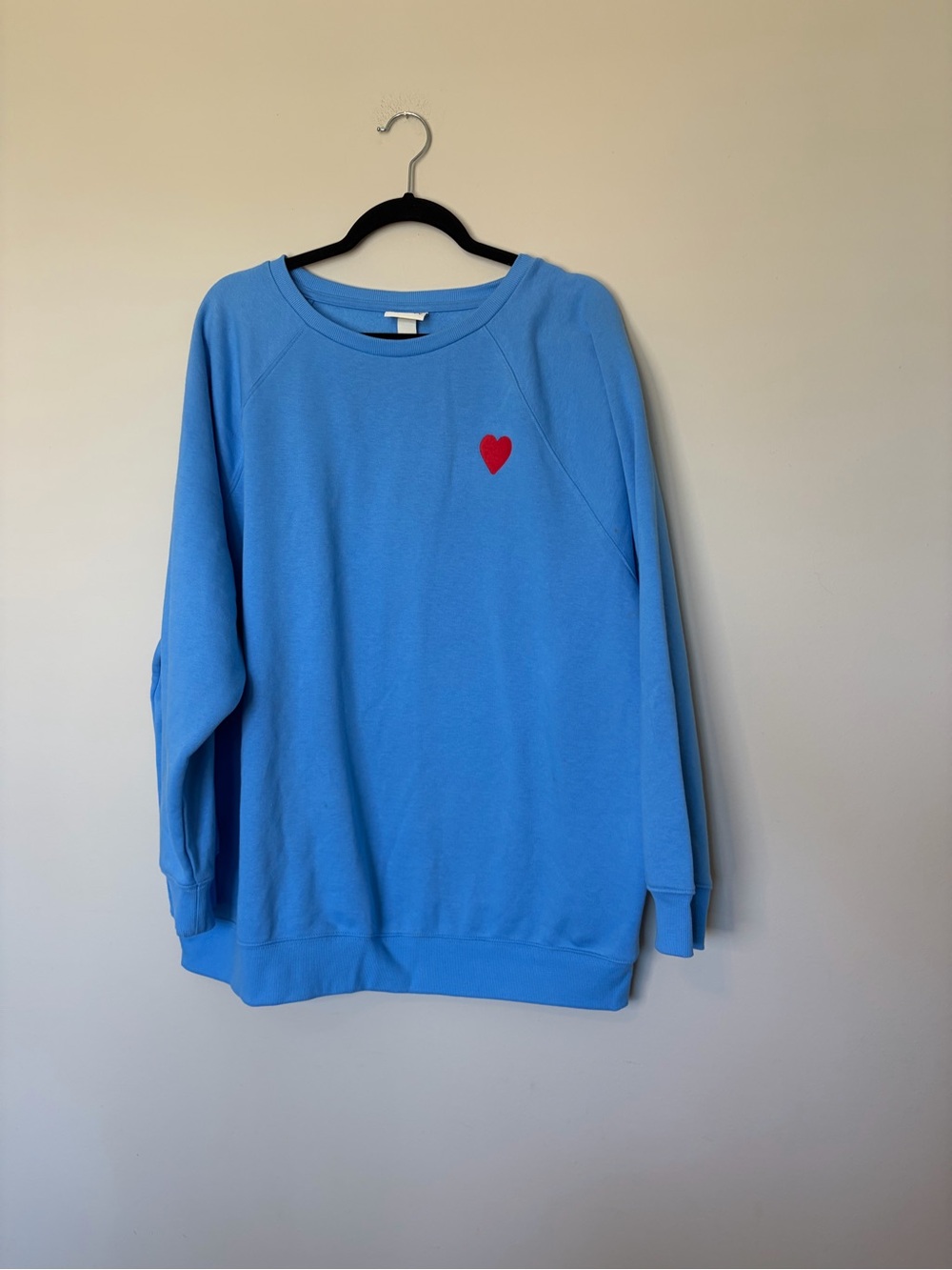Ava & Viv Blue Crewneck Sweatshirt with Red Heart Patch